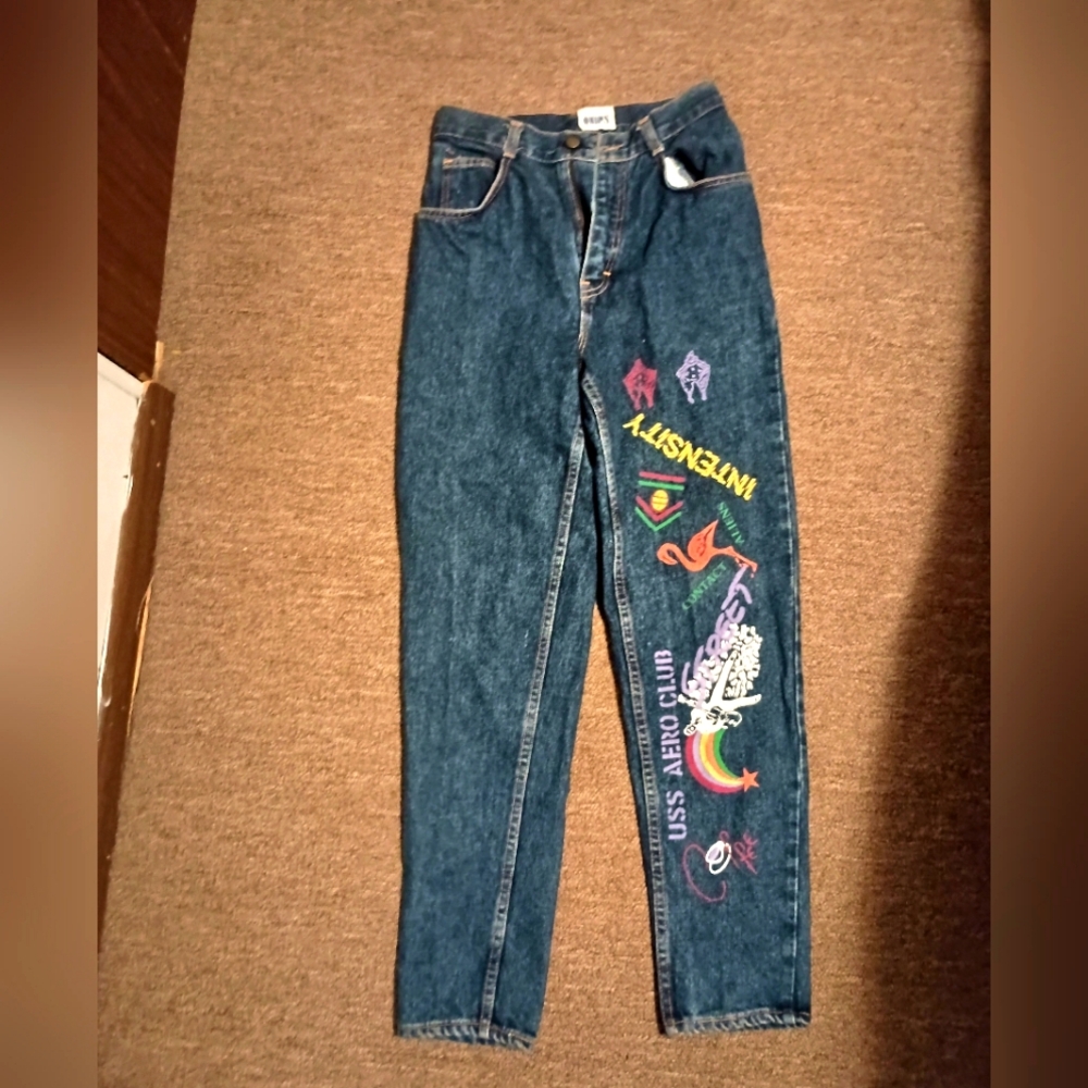 90s High Waist Painted Jeans Women's Size 5/6